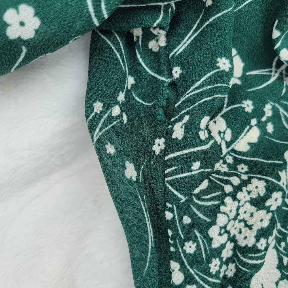 Reformation Doutzen Floral Green Mini Dress with Ruffle Sleeves and Hem Size 2 - Picture 14 of 15